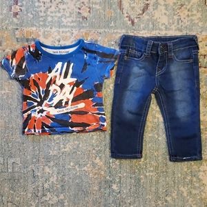True Religion jeans and t-shirt 12months